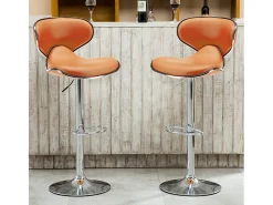Taburete cocina y bar moderno giratorio cromado diseño Amarillo - Naranja