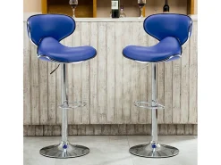 Taburete cocina y bar moderno giratorio cromado diseño Amarillo - Azul Marino