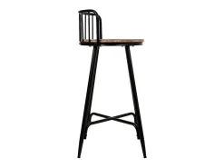 Taburete Con Respaldo De Metal Y Madera Gris
