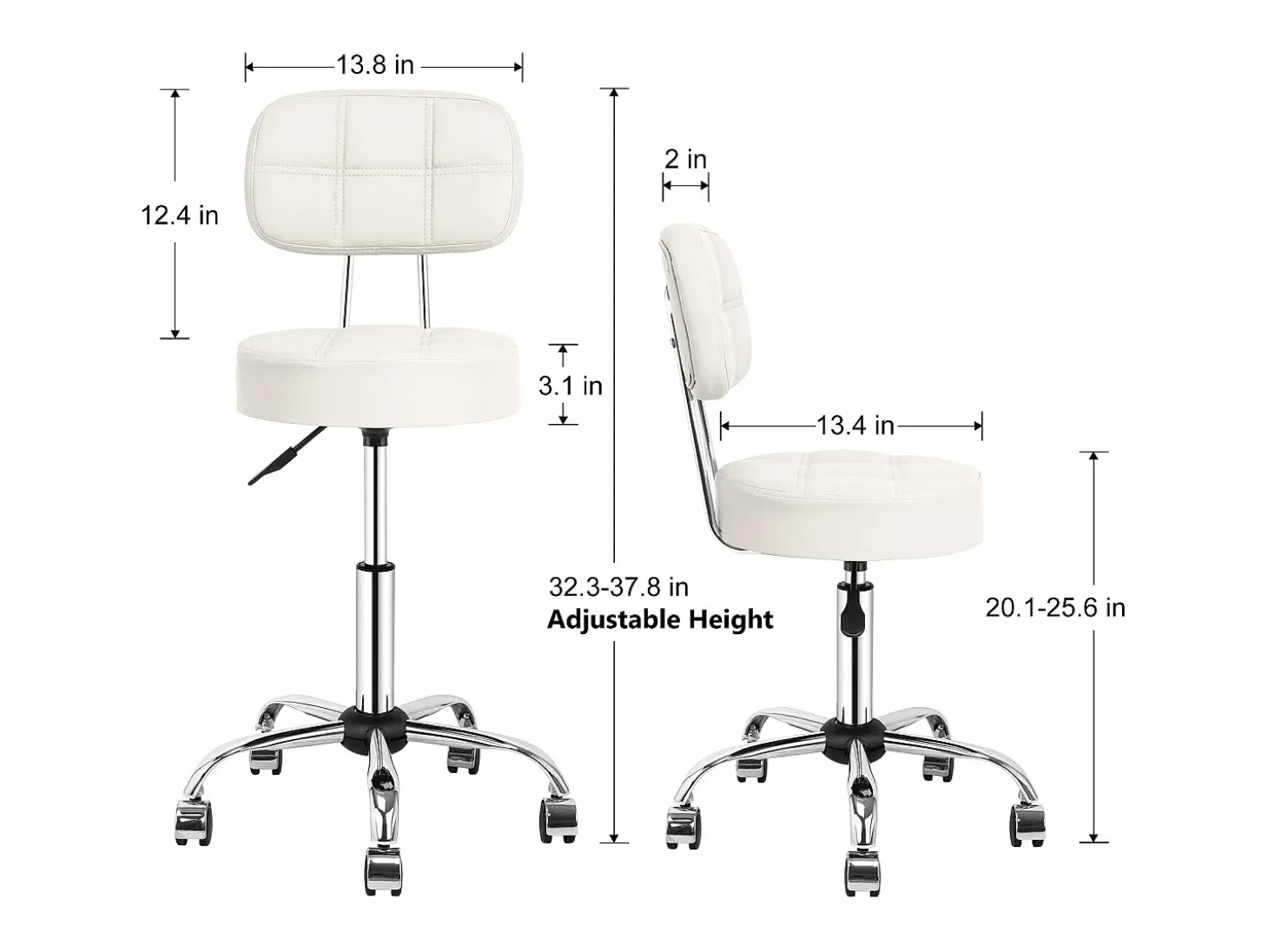 Taburete de bar - HOMEMIYN - Beige - Altura regulable - Respaldo ergonómico - Giro de 360°
