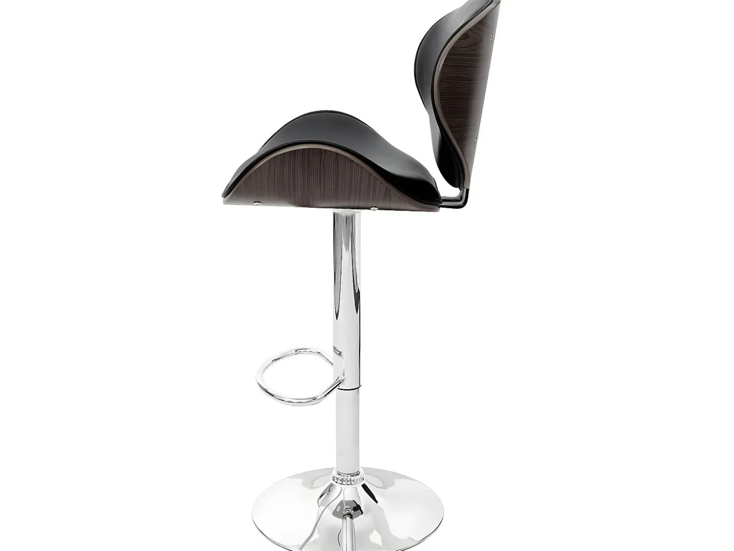 Taburete de bar Arklow, gris, imitación cuero negro