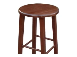 Taburete de bar bajo de madera asiento redondo h 47 cm pata de sable