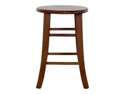 Taburete de bar bajo de madera asiento redondo h 47 cm pata de sable
