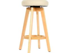 Taburete de bar Boras (juego de 2) giratorio, crema, patas claras