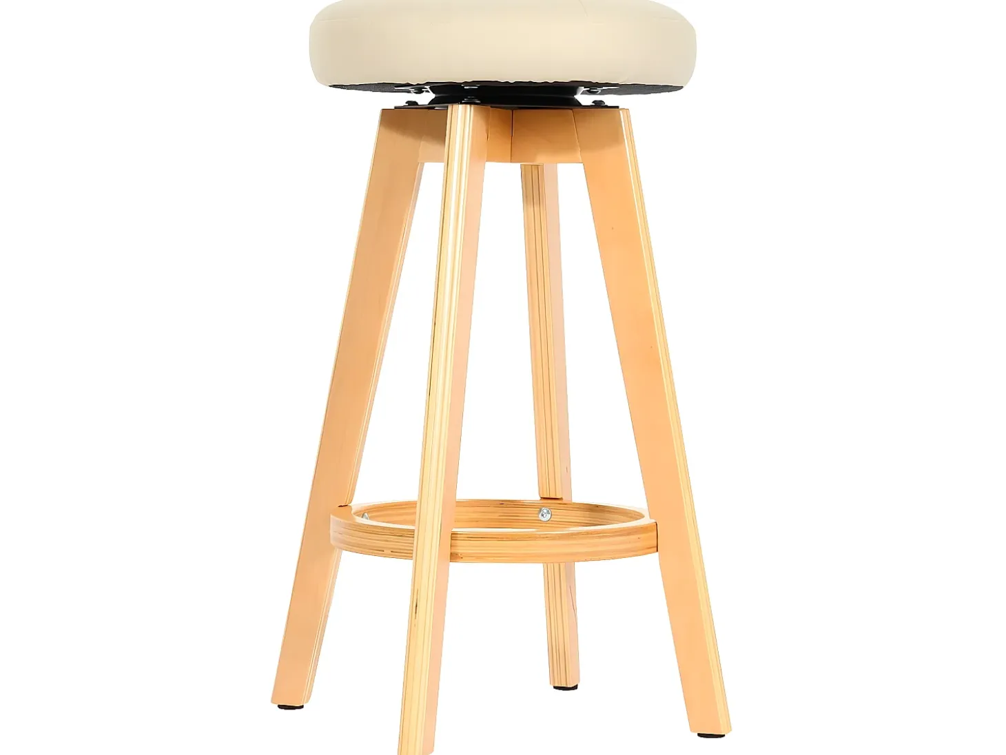 Taburete de bar Boras (juego de 2) giratorio, crema, patas claras