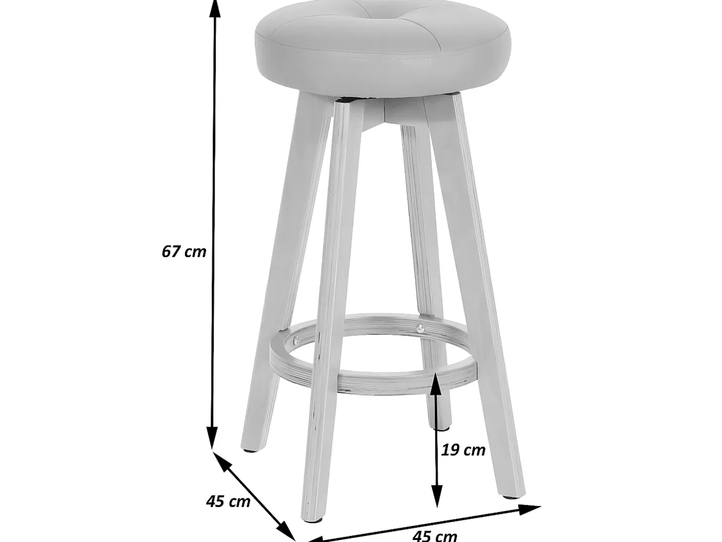 Taburete de bar Boras (juego de 2) giratorio, negro, patas claras