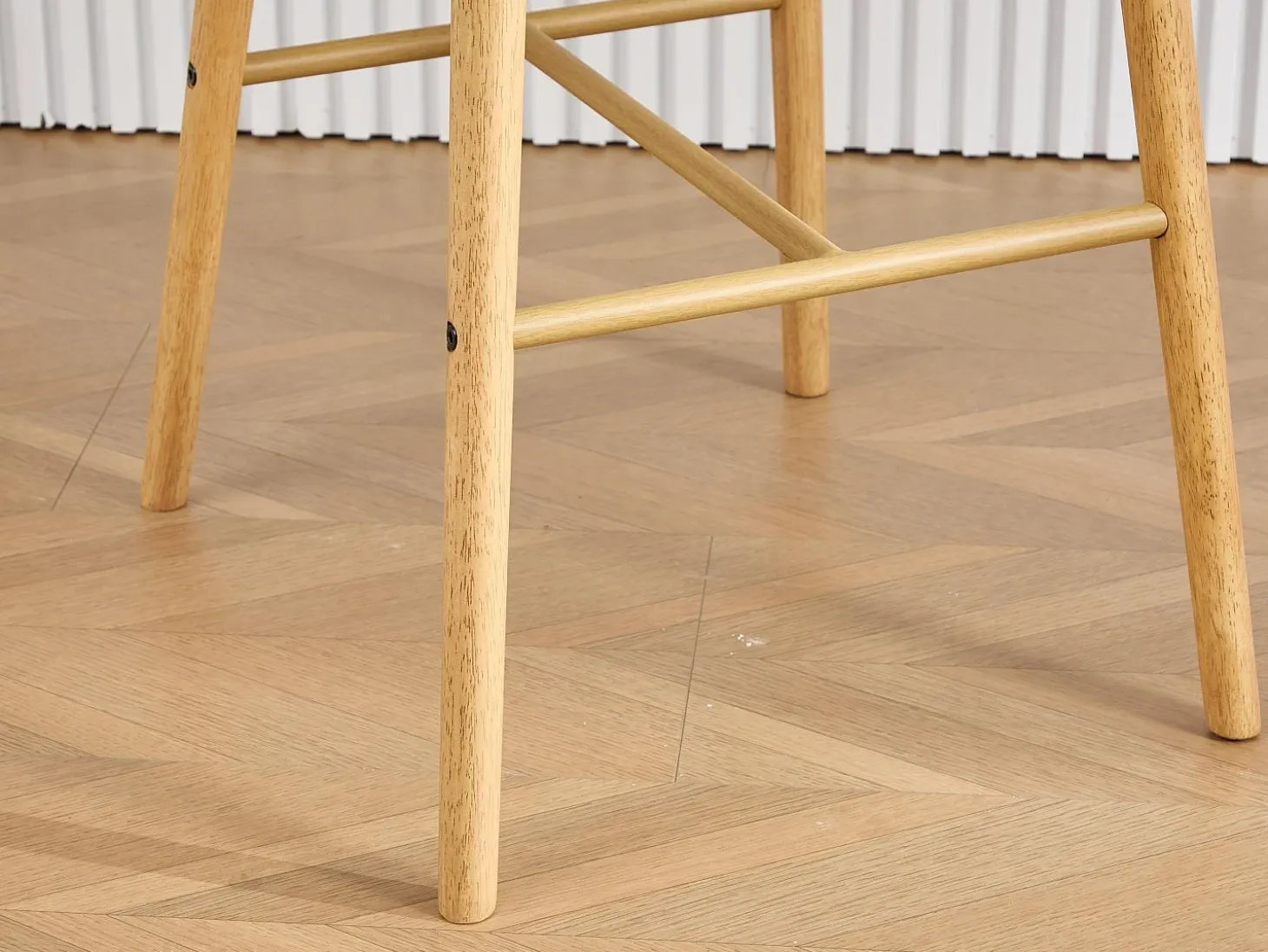 Taburete de Bar con Respaldo y Reposabrazos - Pies en Roble, Asiento de Lino - Altura Fija 75 cm - Ideal para Mostrador, Isla de Cocina, Barra