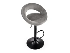 Taburete de bar contemporáneo de terciopelo gris con estructura de metal negro BEDIVERE