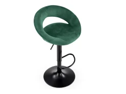 Taburete de bar contemporáneo de terciopelo verde con estructura de metal negro BEDIVERE