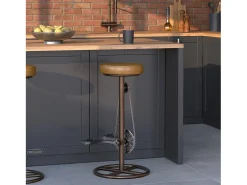 Taburete de bar de 73 cm en cuero marrón - Gaya