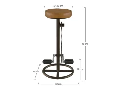 Taburete de bar de 73 cm en cuero marrón - Gaya
