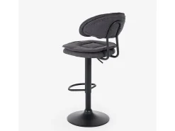 Taburete de bar de cocina ajustable moderno en tela tapizada Nashville. - Gris Oscuro