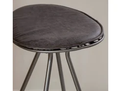 Taburete de bar de cuero gris y metal Lya - Cómodo y elegante