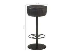 Taburete de bar de cuero genuino negro