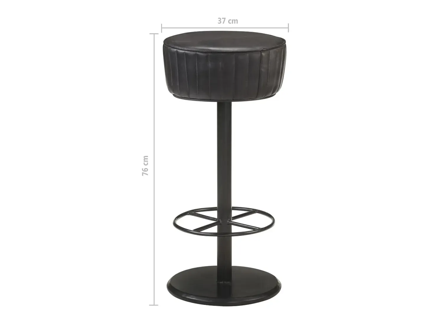 Taburete de bar de cuero genuino negro