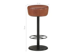 Taburete de bar de cuero genuino marrón