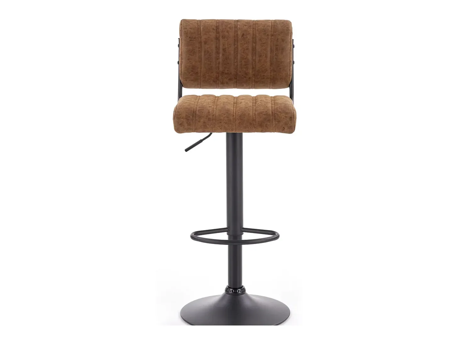 Taburete de bar de ecopiel marrón con base de metal negro BIRMINGHAM