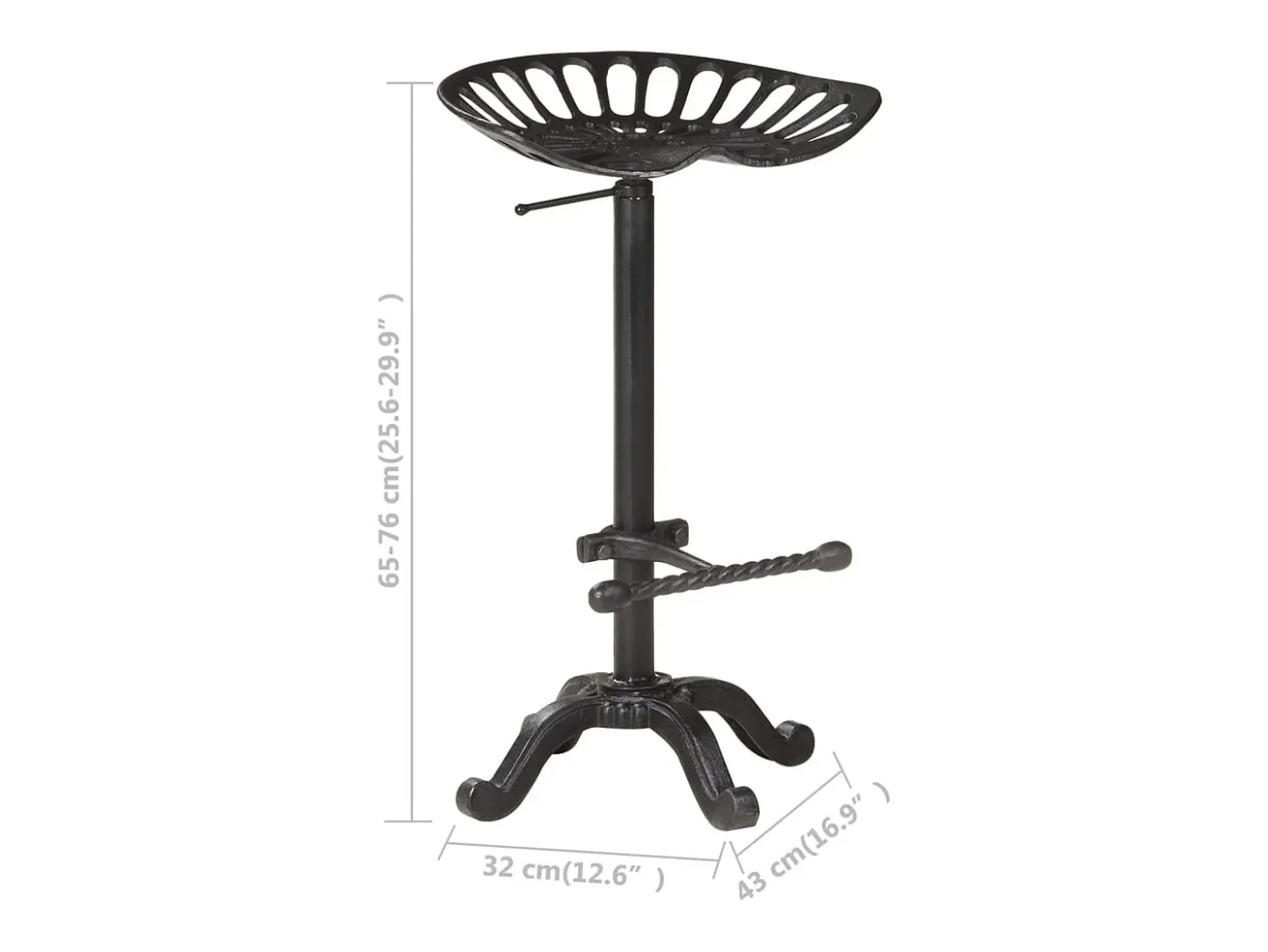 Taburete de bar de hierro fundido negro