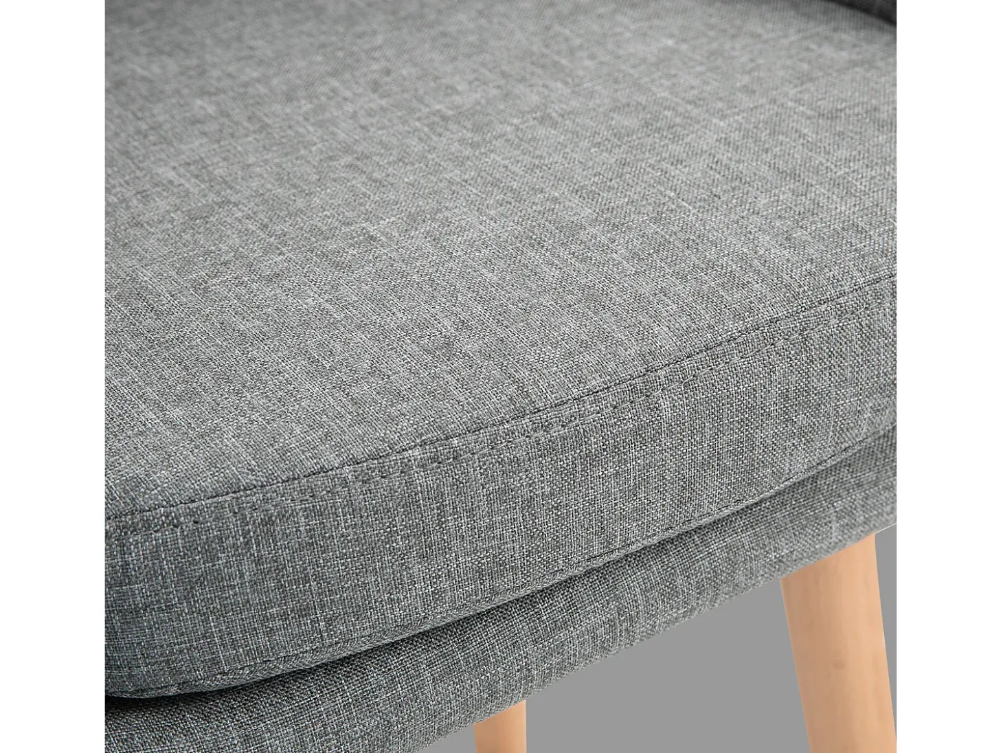Taburete de bar de lino con cojín, diseño moderno, madera y tela, gris, con reposapiés (55 x 48 x 100 cm)