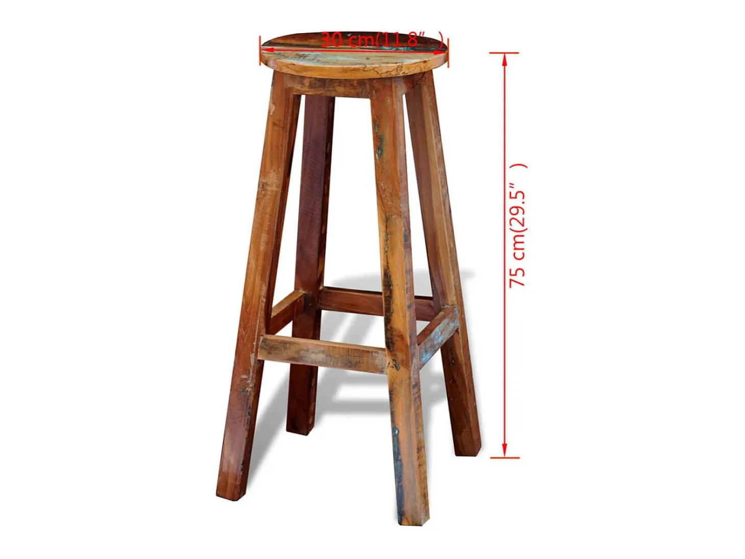Taburete de bar de madera maciza recuperada