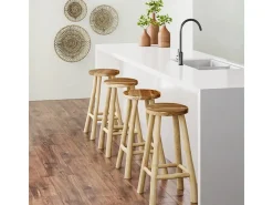 Taburete de bar de media altura de teca 67 cm - Ika