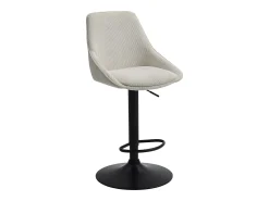 Taburete de bar de pana y metal negro - Altura ajustable - Crema - MASURIE