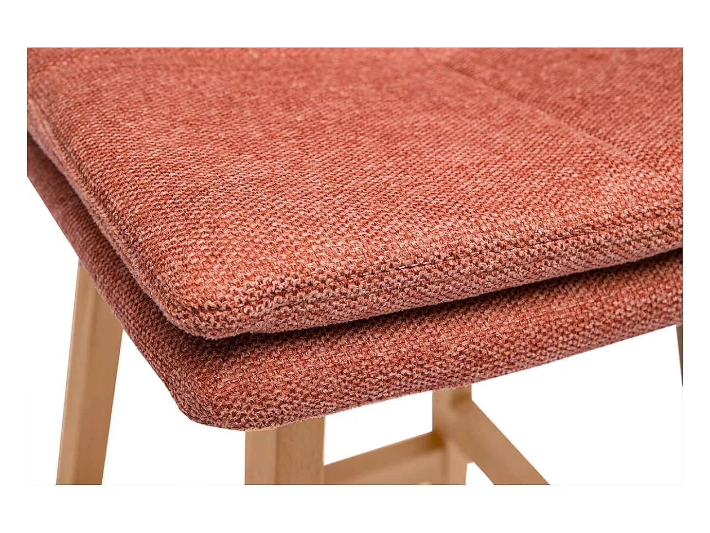 Taburete de bar de tela de terciopelo texturizado terracota y madera (paquete de 2) JOAN