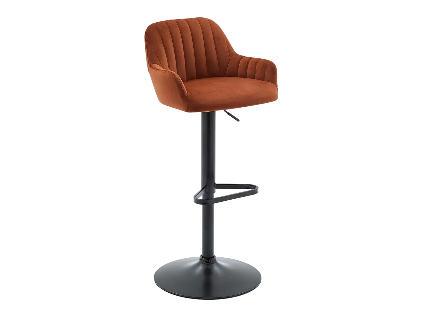 Taburete de bar de terciopelo y metal negro - Altura ajustable - Terracota - ELEANA