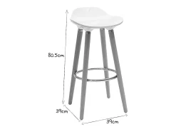 Taburete de bar diseño escandinavo blanco lote de 2 GILDA