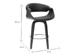 Taburete de bar diseño negro y madera oscura 65 cm ARAMIS