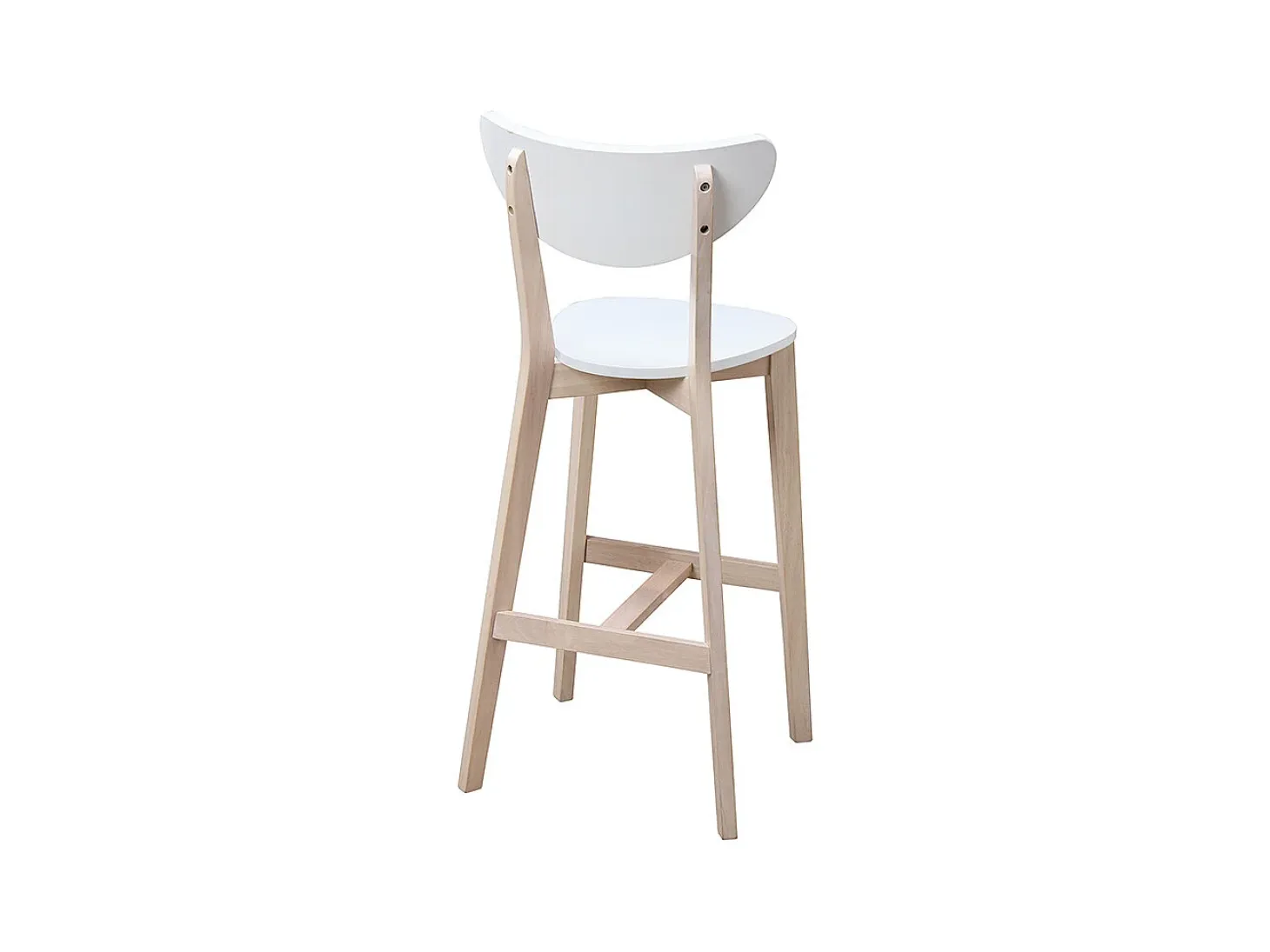 Taburete de bar escandinavo blanco y madera 75cm lote de 2 LEENA
