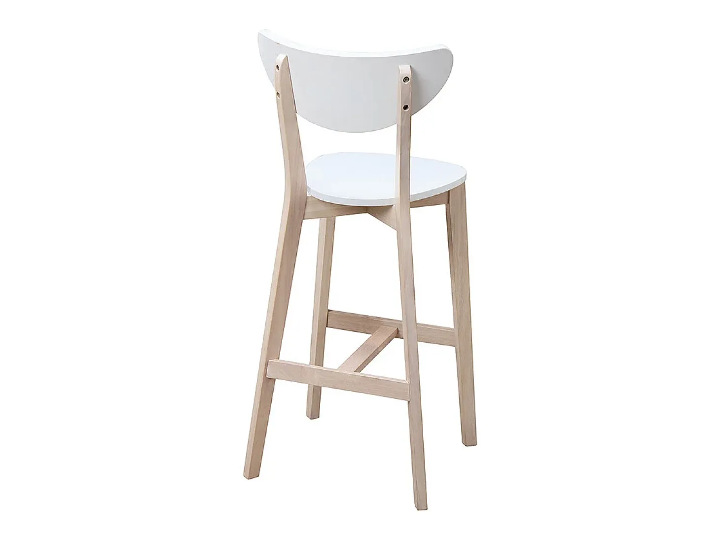Taburete de bar escandinavo blanco y madera 75cm lote de 2 LEENA