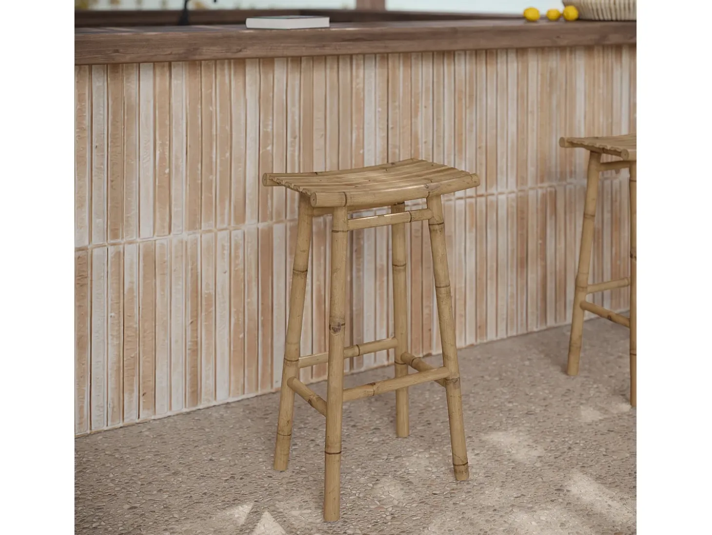 Taburete de bar exterior en bambú 74 cm - Vadella