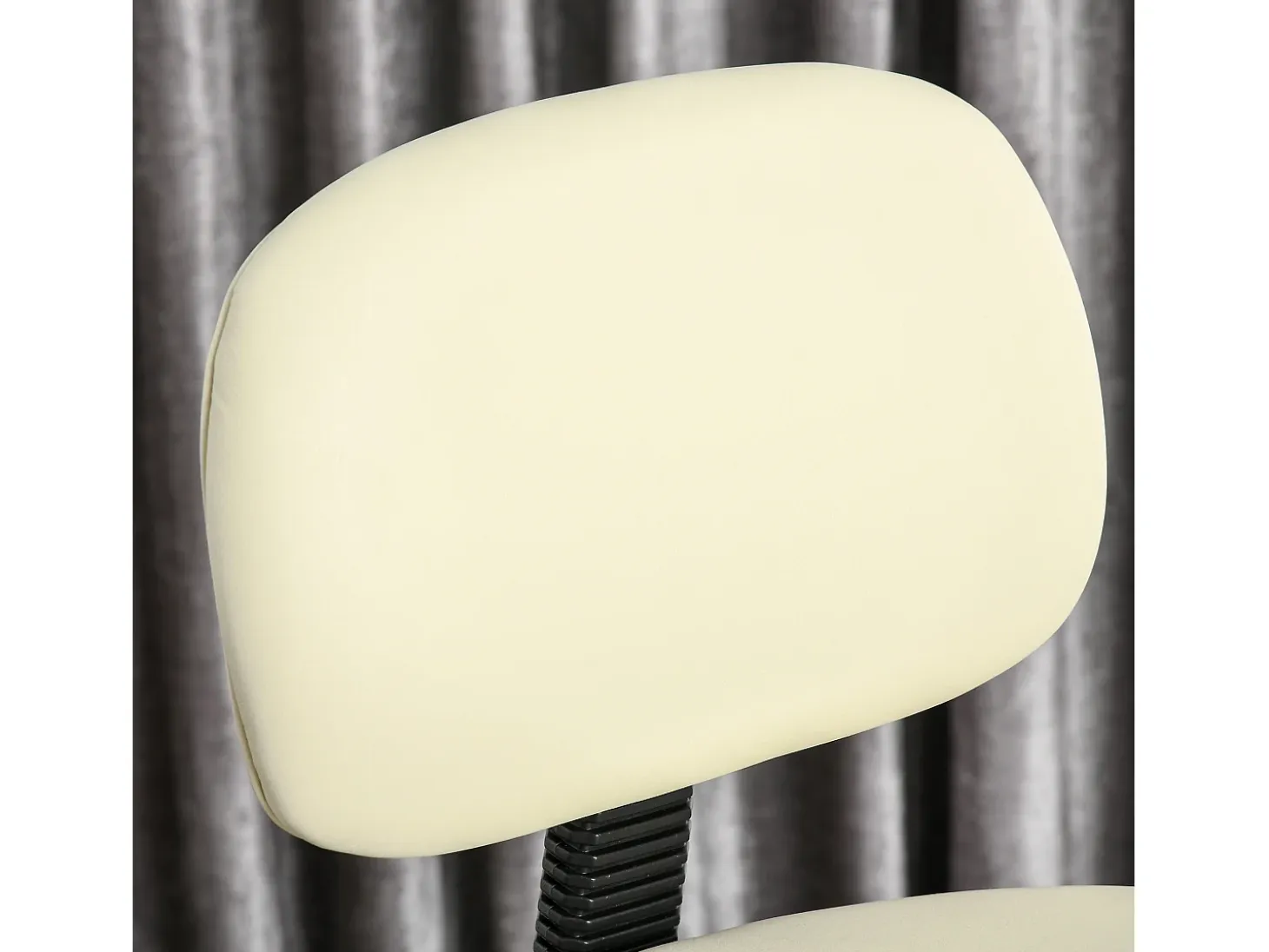 Taburete de bar giratorio con respaldo, altura regulable, tapizado en PU beige, estructura de acero (56 x 57 x 104-127 cm)