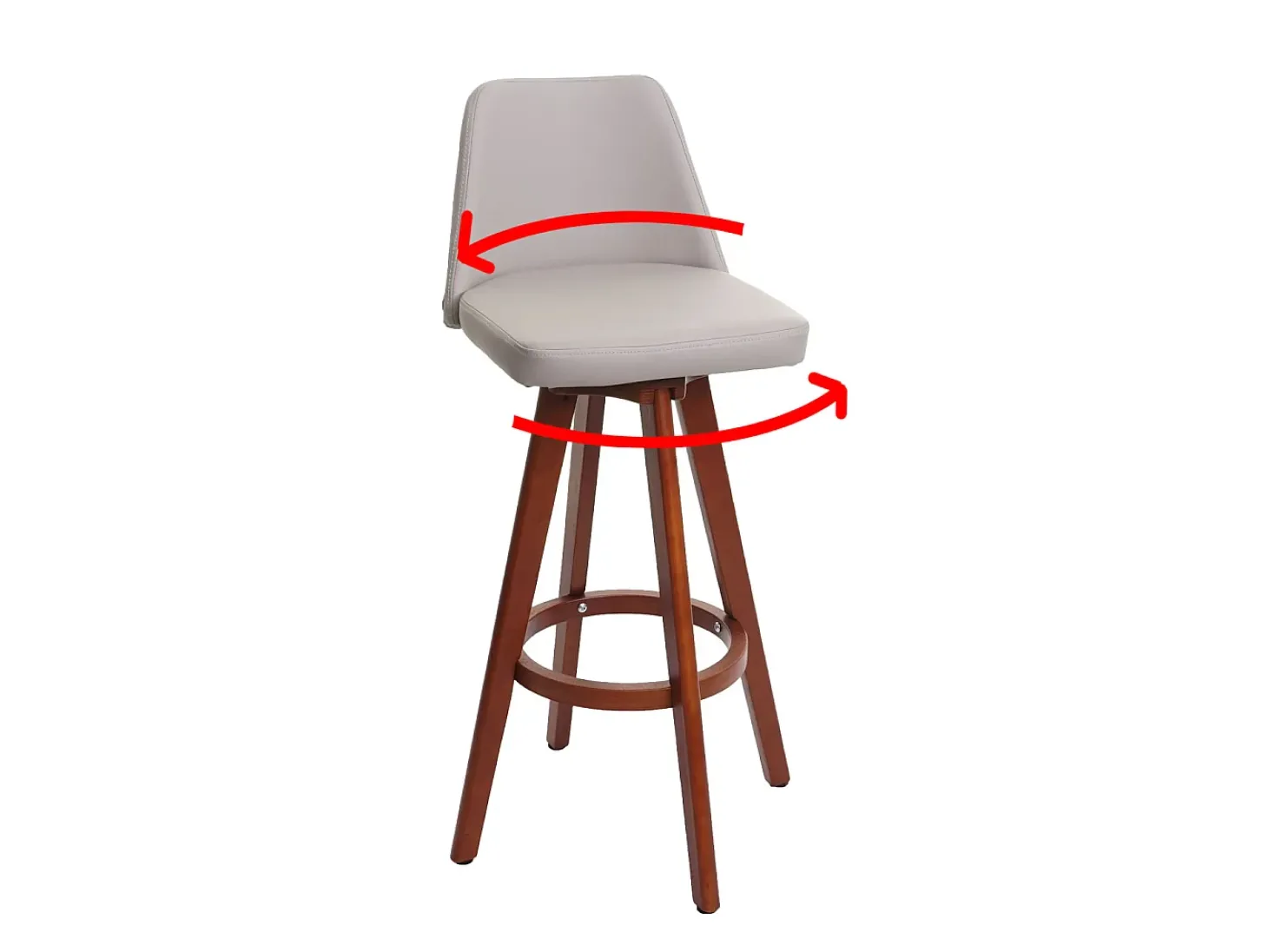 Taburete de bar giratorio MCW-C43, taupe