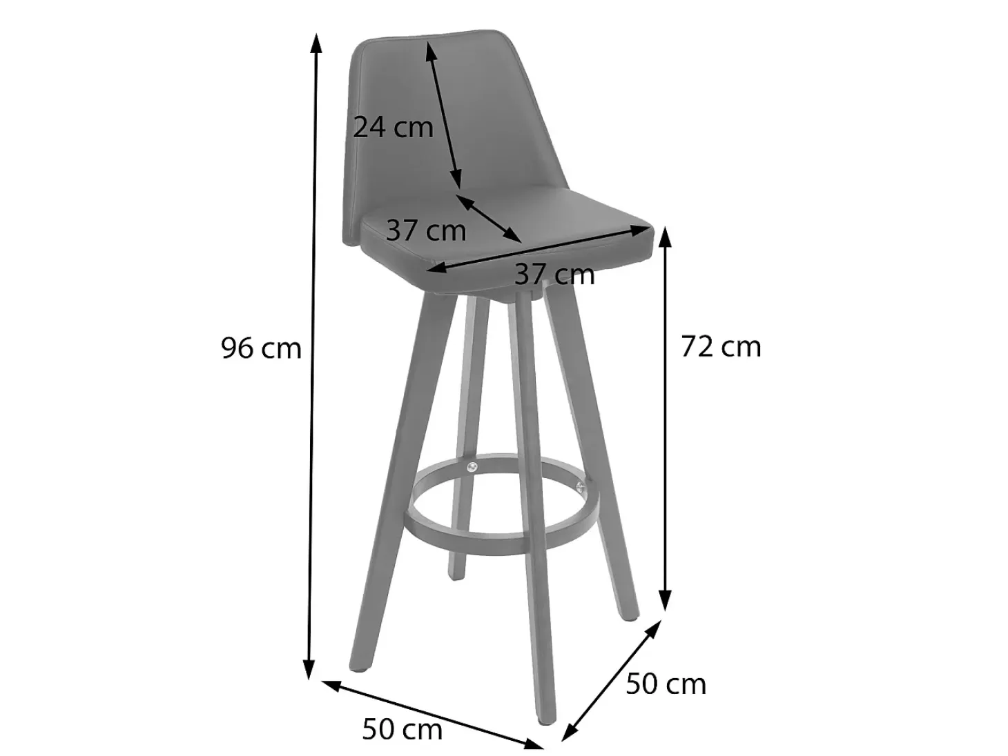 Taburete de bar giratorio MCW-C43, taupe