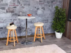 Taburete de bar giratorio Boras, taupe, patas claras