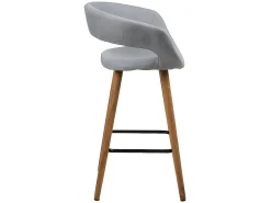 Taburete de bar Gramma altura 88 cm en color gris claro con estructura de roble.