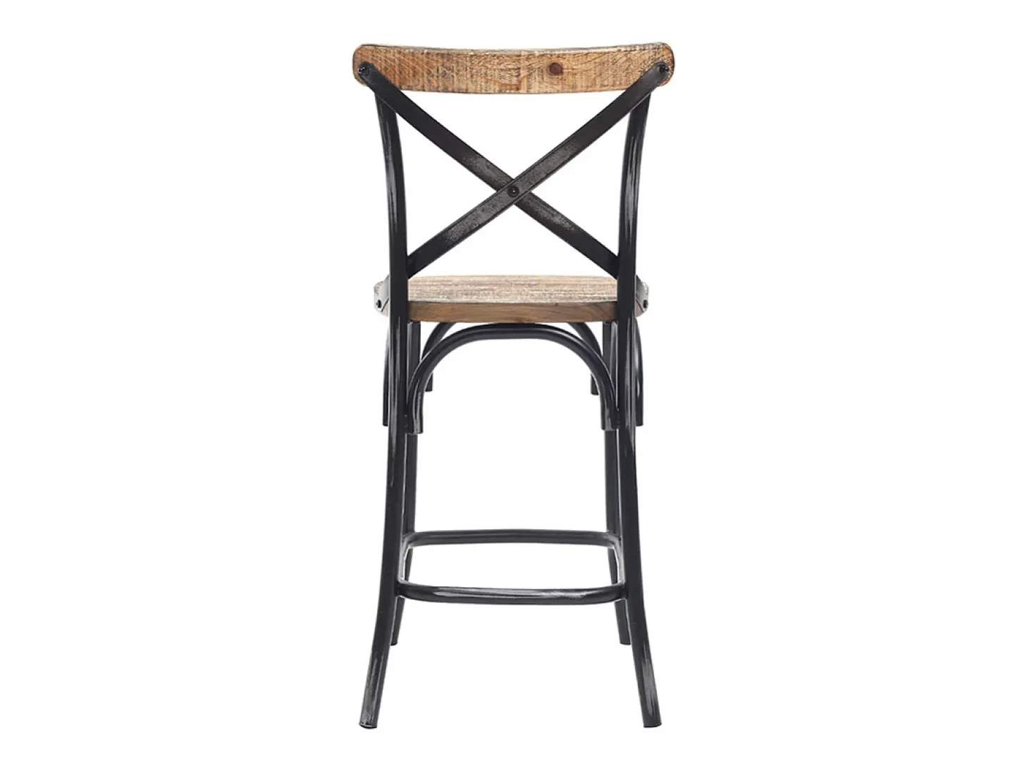Taburete de bar industrial en madera y metal envejecido negro 65 cm JAKE