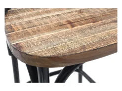 Taburete de bar industrial en madera y metal envejecido negro 65 cm JAKE