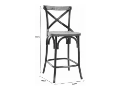 Taburete de bar industrial en madera y metal envejecido negro 65 cm JAKE