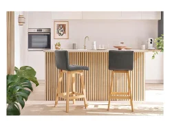 Taburete de bar madera y gris perla 65cm lote de 2 KLARIS