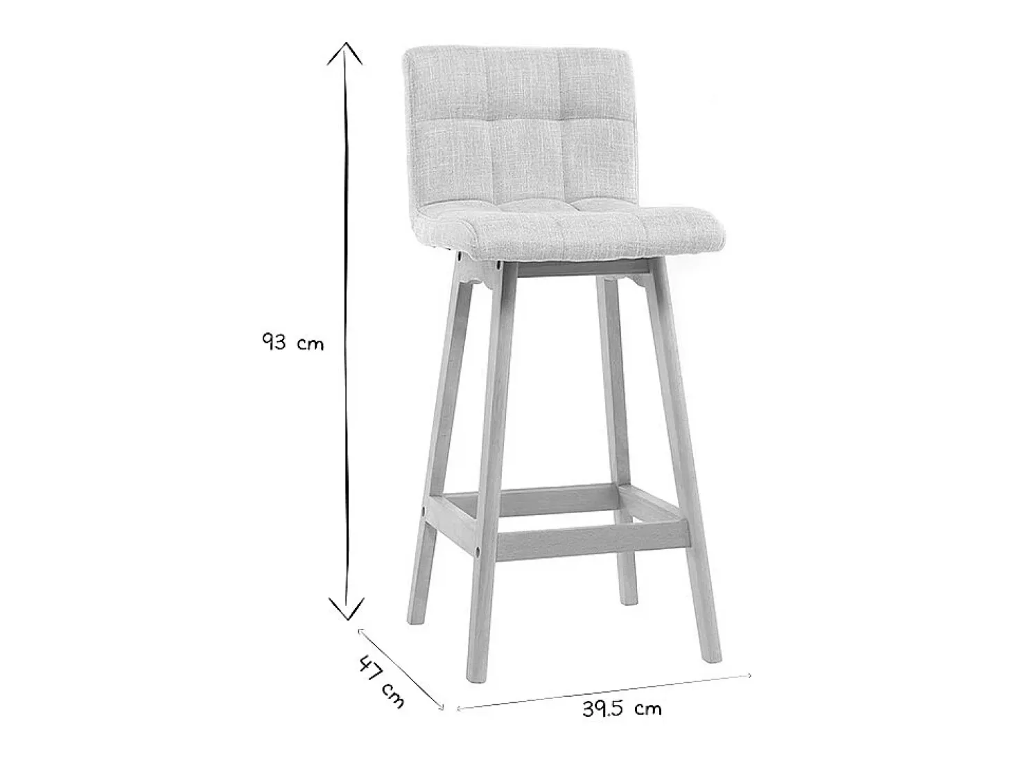 Taburete de bar madera y gris perla 65cm lote de 2 KLARIS