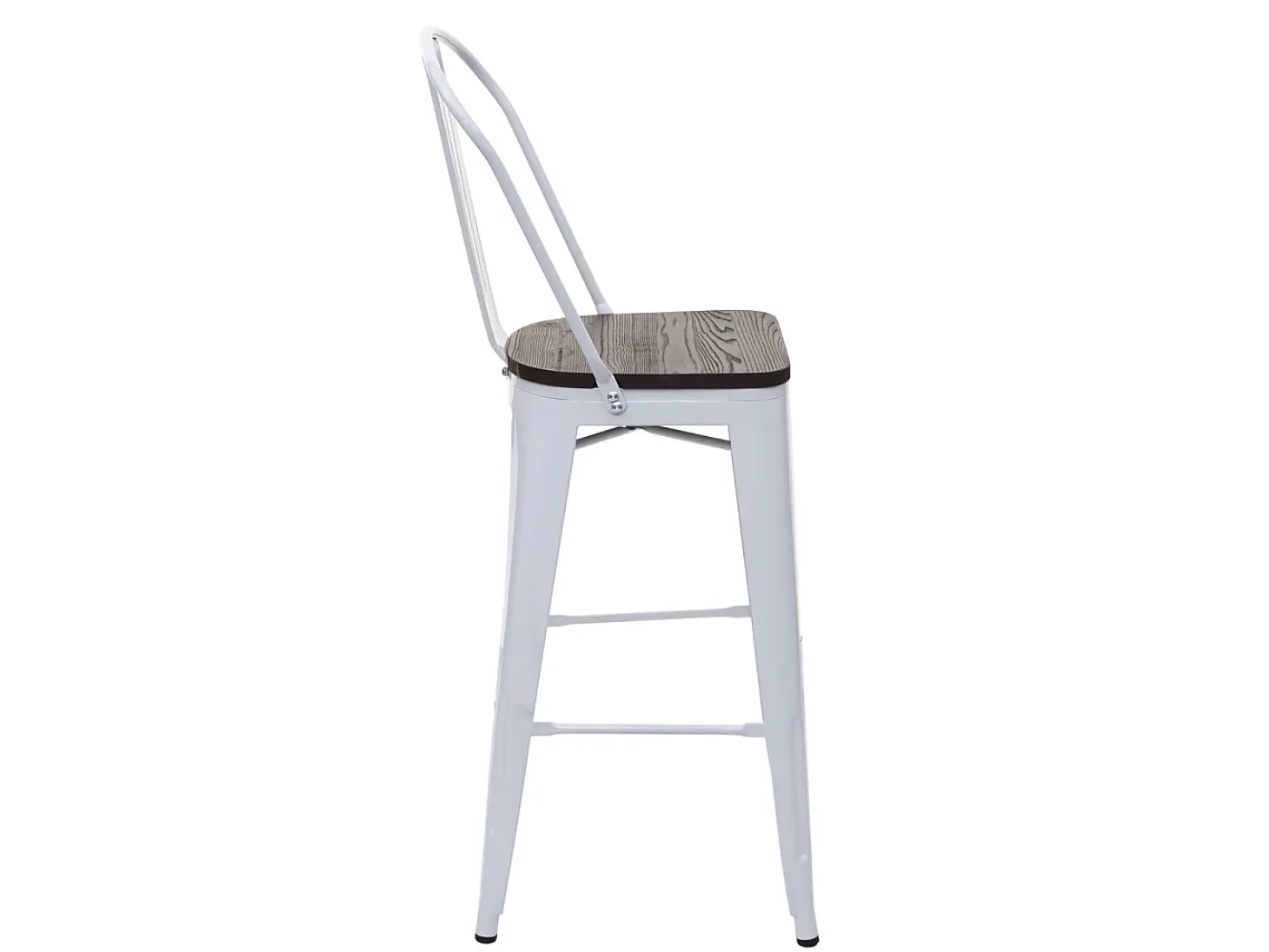 Taburete de bar MCW-A73 incl. asiento de madera, blanco
