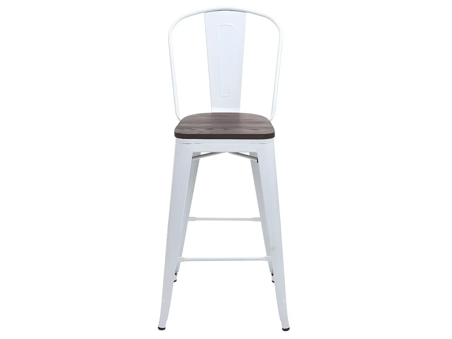 Taburete de bar MCW-A73 incl. asiento de madera, blanco
