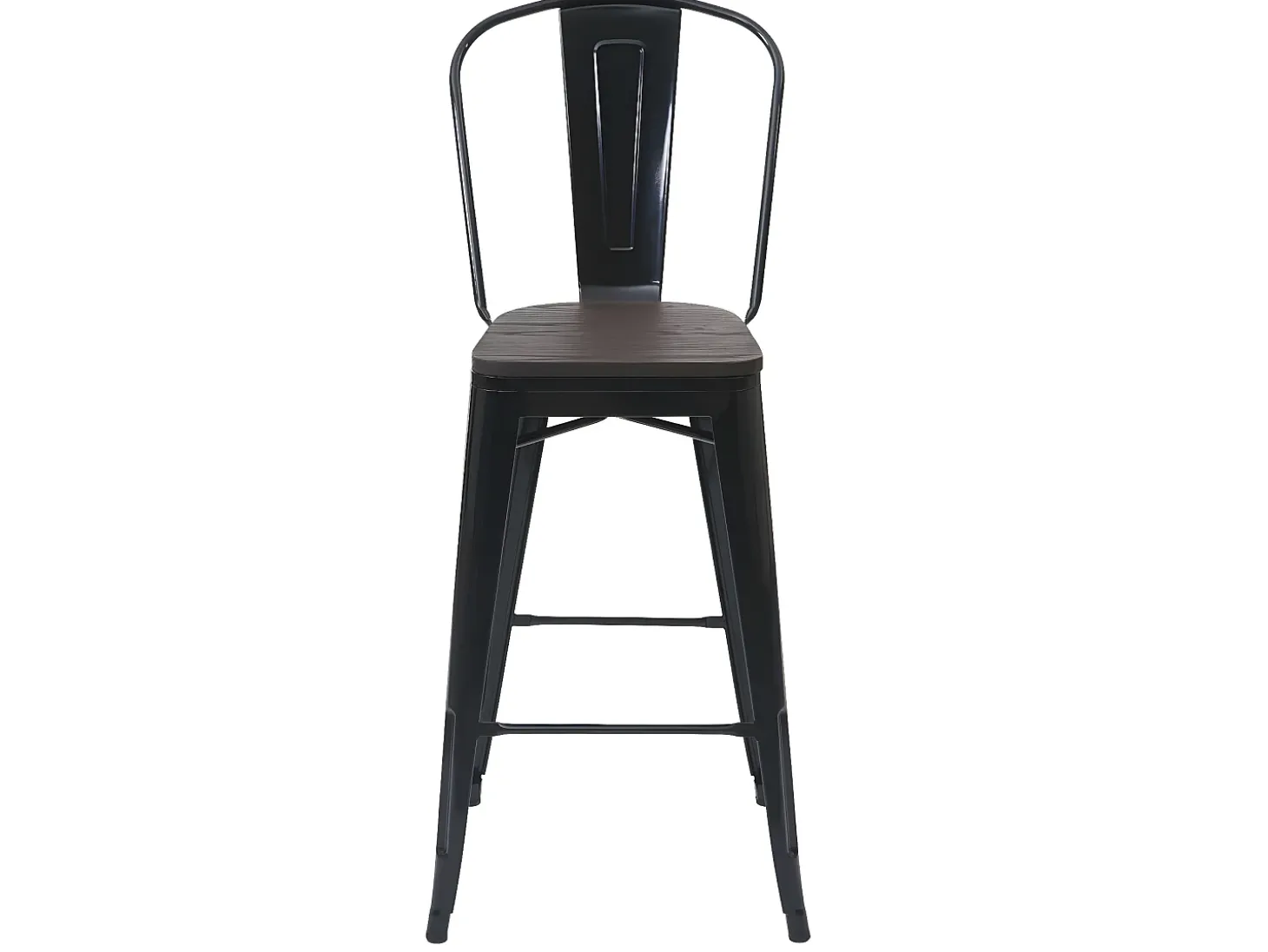 Taburete de bar MCW-A73 incl. asiento de madera, negro