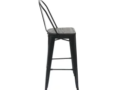 Taburete de bar MCW-A73 incl. asiento de madera, negro