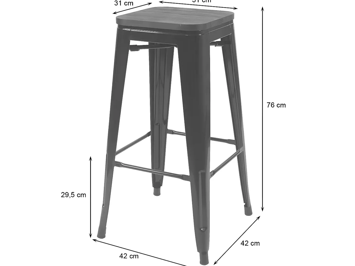Taburete de bar MCW-A73 Metal apilable, verde