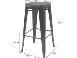Taburete de bar MCW-A73 Metal apilable, blanco