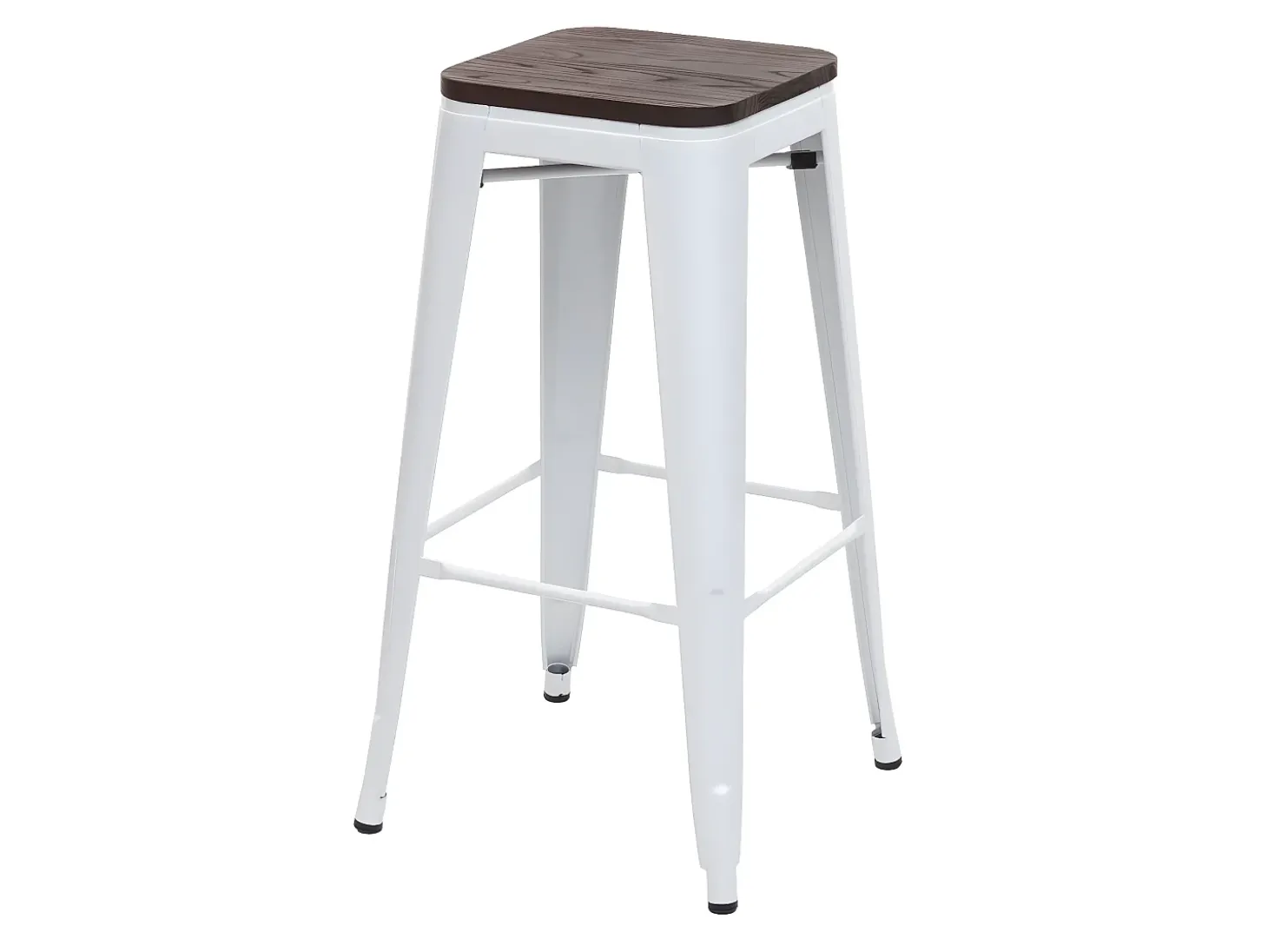 Taburete de bar MCW-A73 Metal apilable, blanco